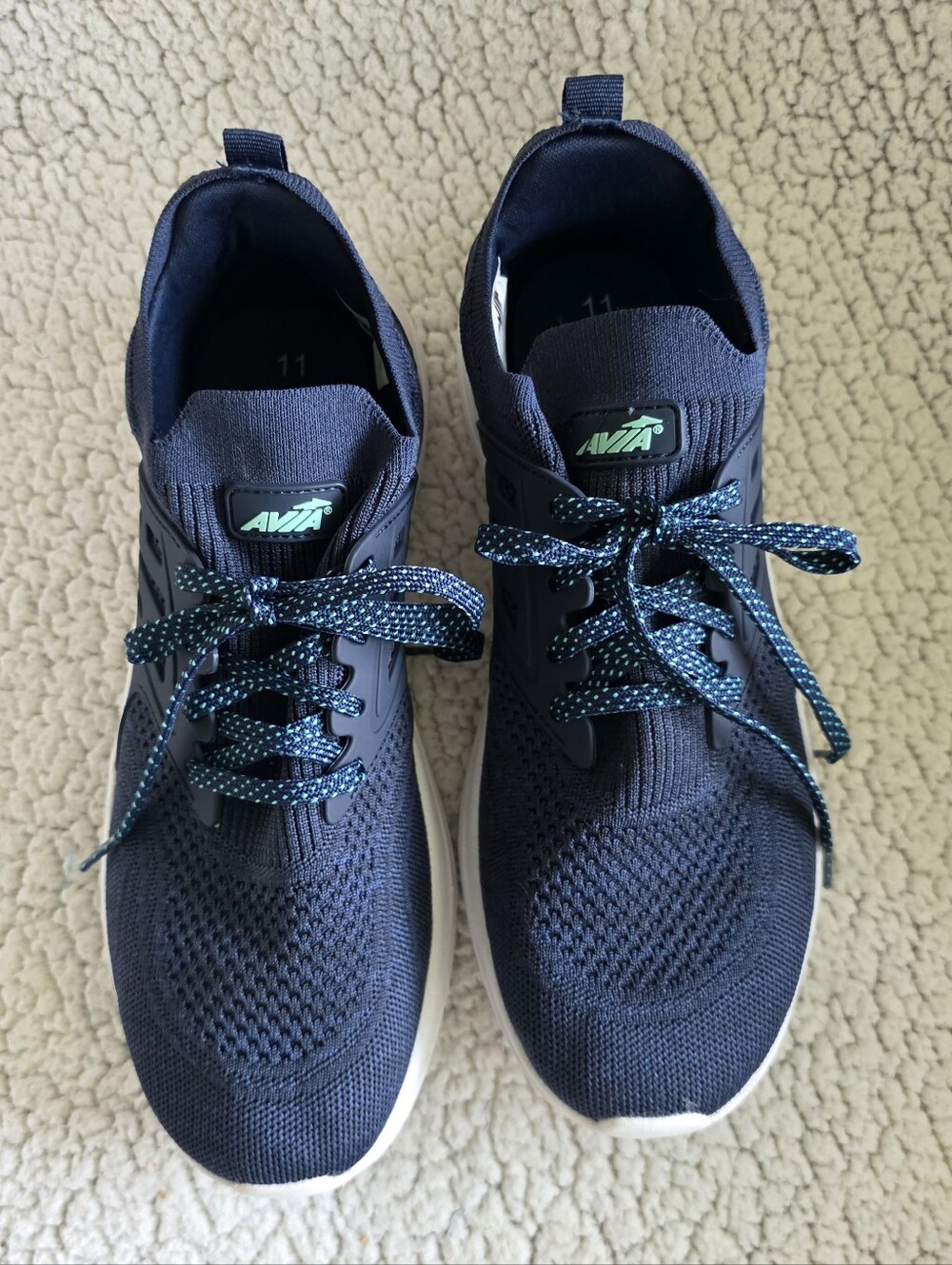 Avia Womens Navy Blue Energy Foam Caged Knit Low Top Sneakee Size 11